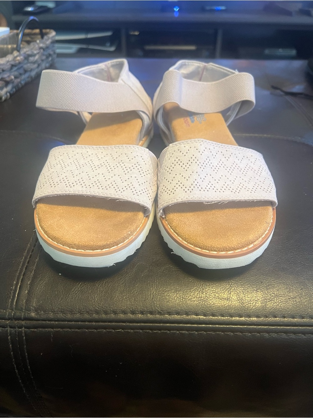 Bobs by Skechers Women's Lavender Comfort Sandals with Elastic Ankle Strap